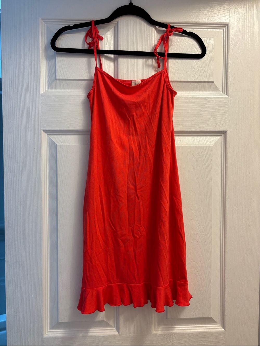 Red Tie-Strap Ruffle-Hem Slip Dress - Women